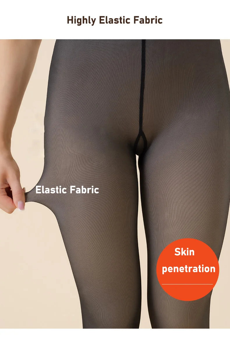 Women's Fleece-Lined Thermal Pantyhose, Sheer Look
