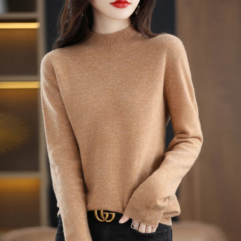 Women's Merino Wool Mock Neck Sweater