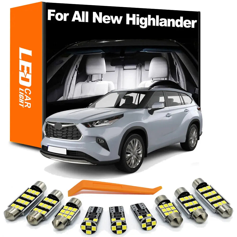 10pcs LED Interior Light Bulbs For Toyota Highlander Kluger 2021 2022 2023 2024 2025