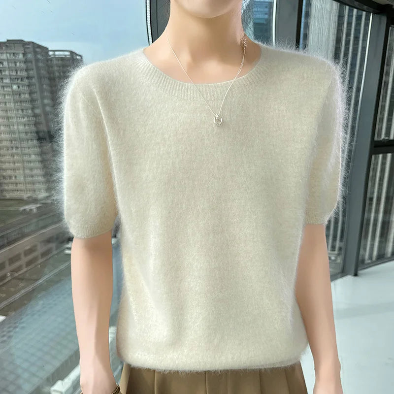 Women's Short Sleeve Knit Sweater Top
