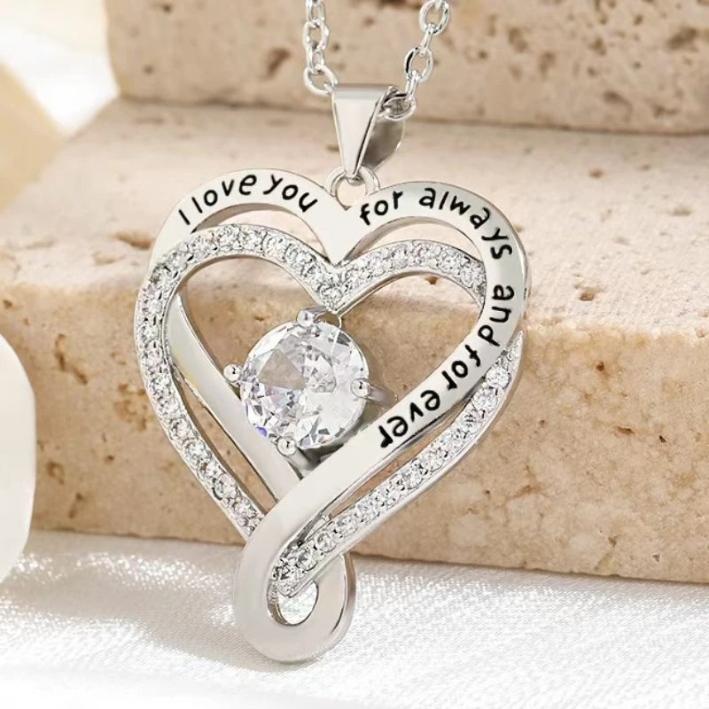 Heart Pendant Necklace for Women – Rhinestone Hollow Design, Mood Tracker, Mother's Day & Best Friend Gift