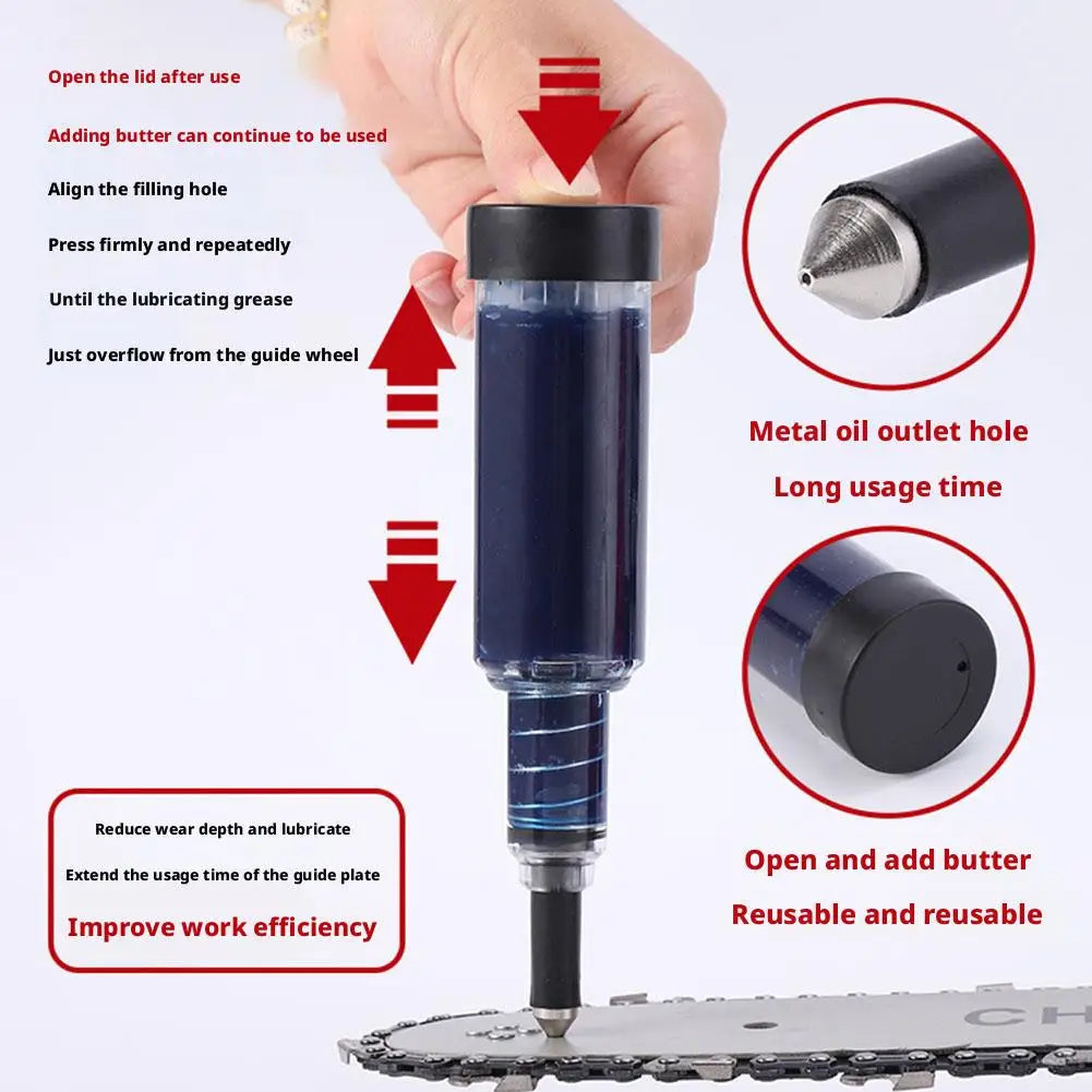 Grease Gun For Chainsaw Sprocket Nose Guide Bar, Chainsaw Guide Bar Maintenance, Chain Saw Guide Oiler Hand-Push Grease Oiler