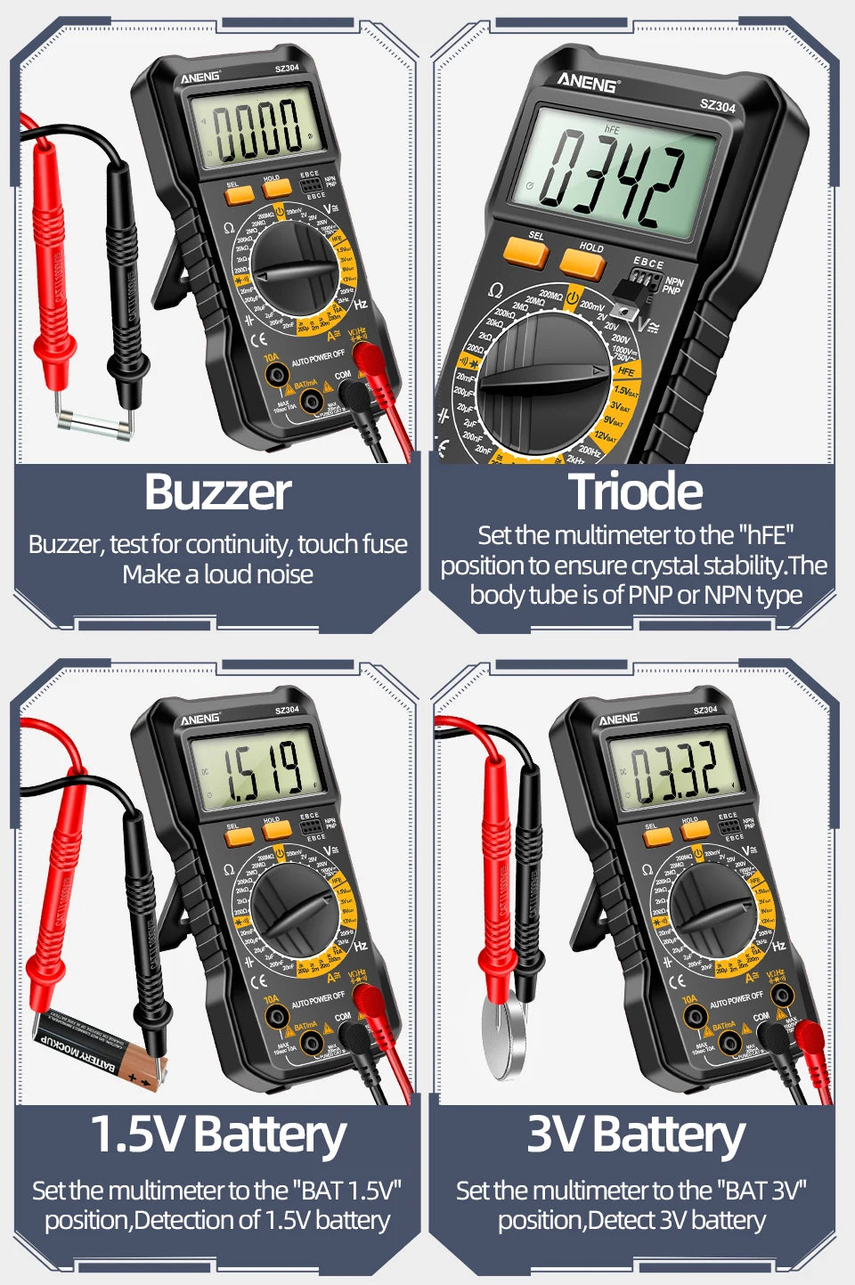 ANENG SZ304 Digital 2026 Counts Multimetes AC/DC Votage Current Resistance Ohm NCV High Precision Professional Multimetro Tester