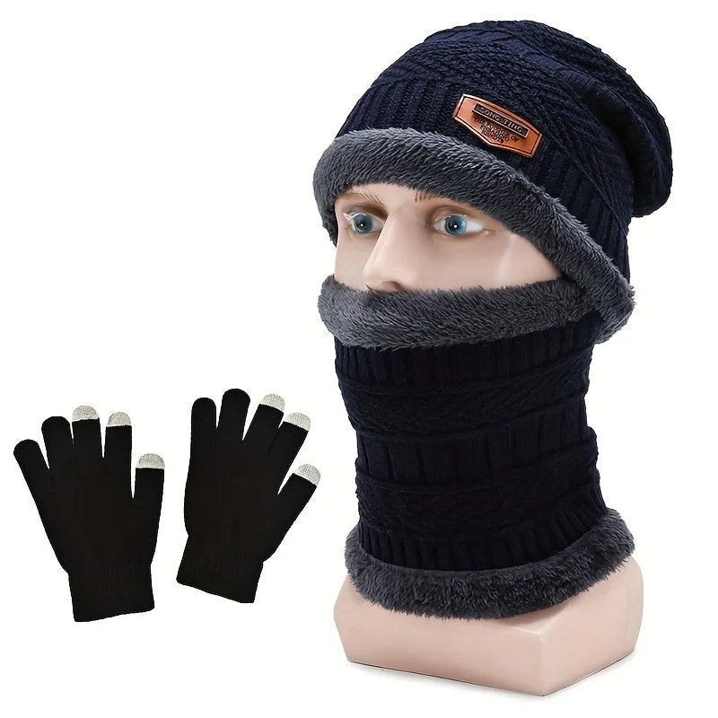 Unisex Knit Skull Cap, Scarf & Touchscreen Gloves - Winter Set - photo 5