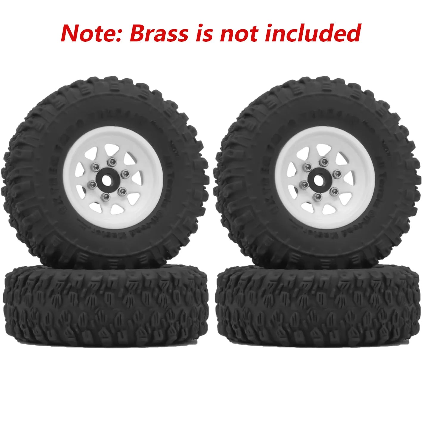 RCXAZ 1.0" Beadlock Wheel Rims 52*19mm Tires Set for 1/18 1/24 RC Crawler Car Axial SCX24 FMS FCX24 TRX4M (W1004-T1014)