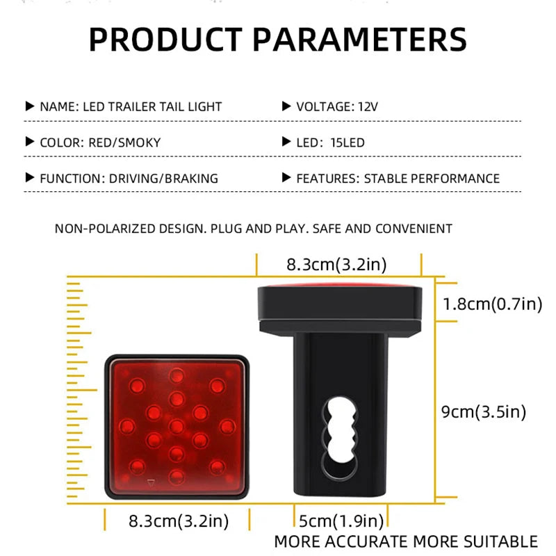 Car Brake Tail Lamp Red/Black Shell 15 LED Auto Reverse Stop Signal Lamp Rear Brake Light for Pickup Vehicle Trailer 12V