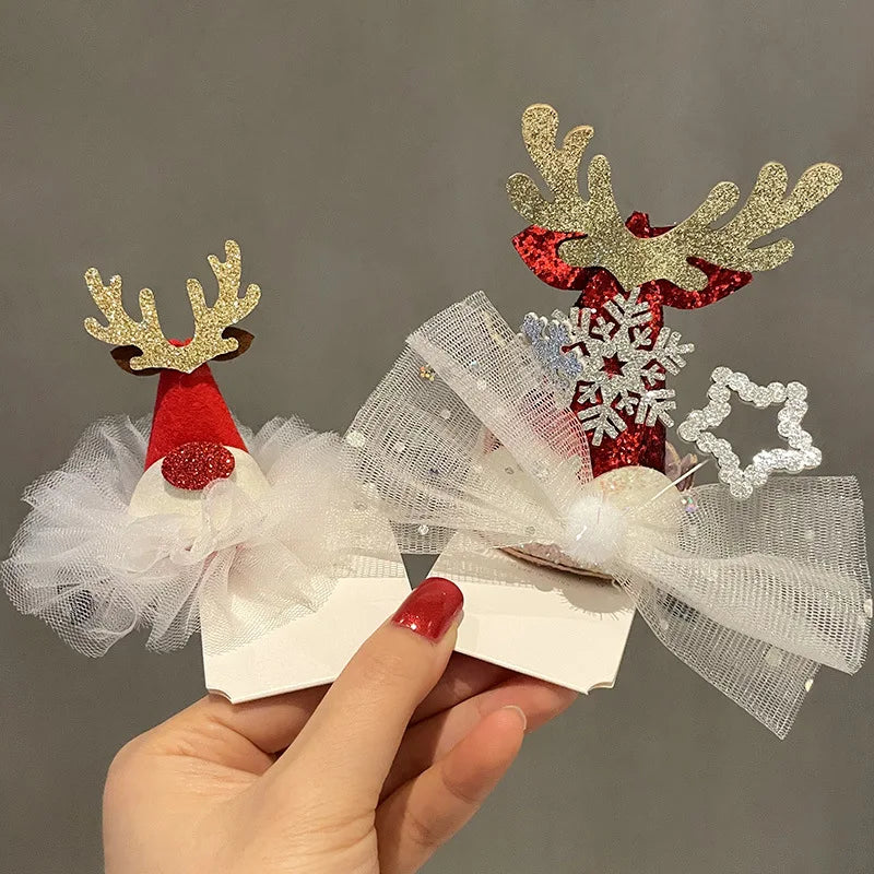 2026 Christmas Hair Clips Kawaii Christmas Headbands Hair Accessories Deer Ear Hairpin for Girl Photograph Prop Xmas Party Decor
