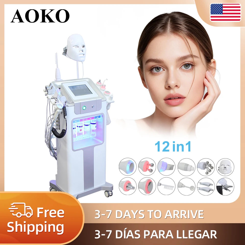 12-in-1 Hydra Facial Machine — Aqua Peel Skin Cleansing Device