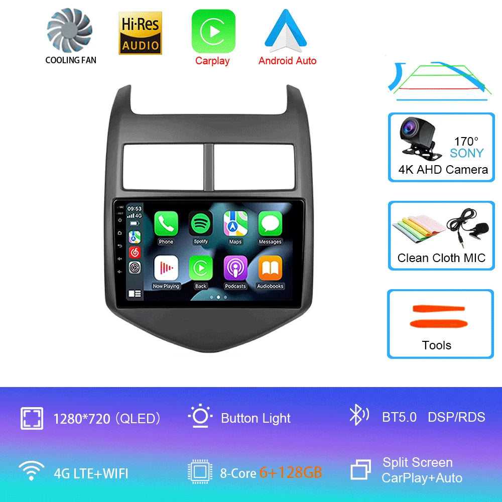 Android 16 Car Radio CarPlay Auto Multimedia Player For Chevrolet Aveo 2 Sonic T300 2011-2015 Navigation GPS 2din Stereo Audio