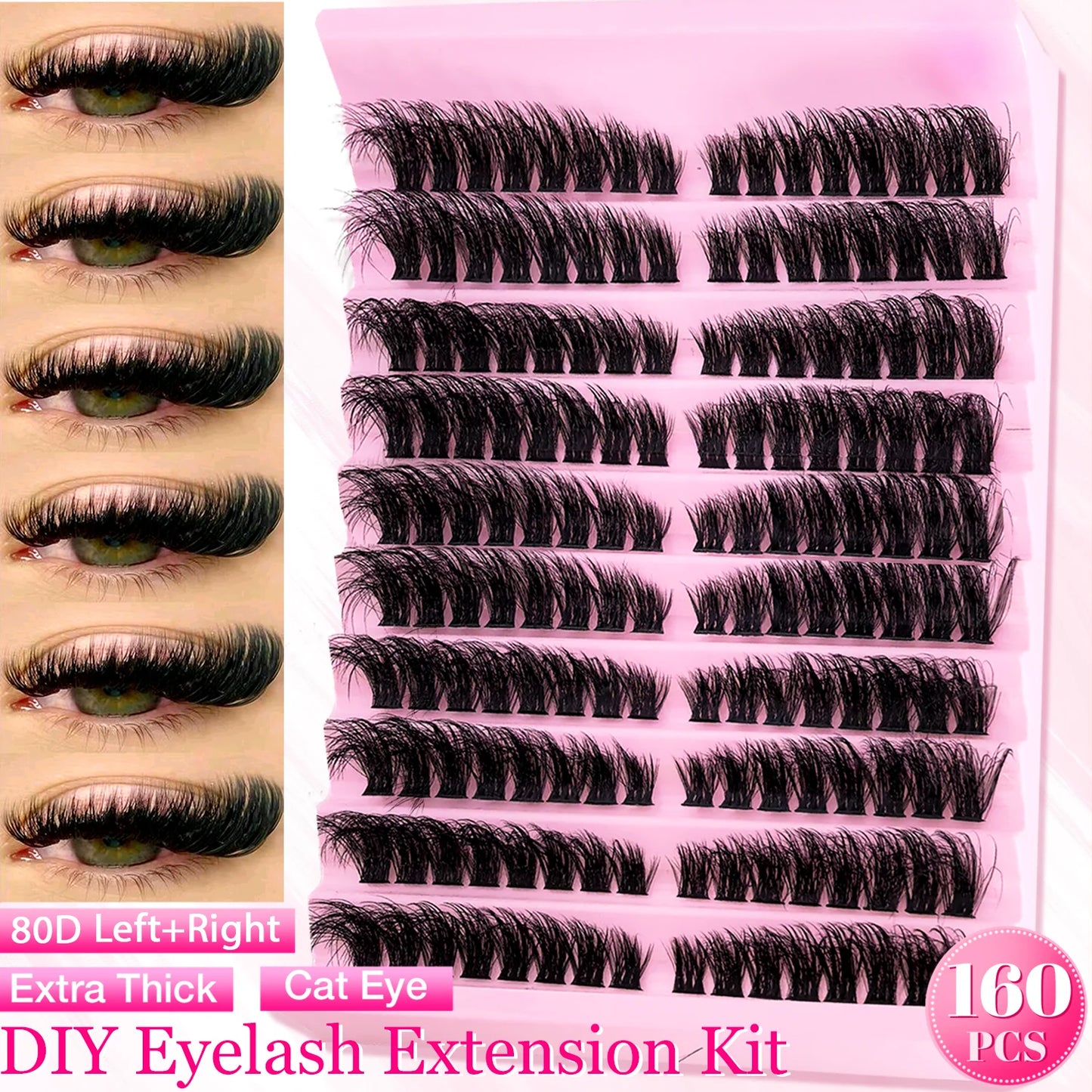 Mixed Tray Individual Cluster Lashes - 160pcs Natural Look