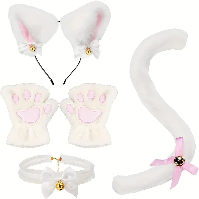 Cat Paw Gloves and Cat Ear Headband Set
