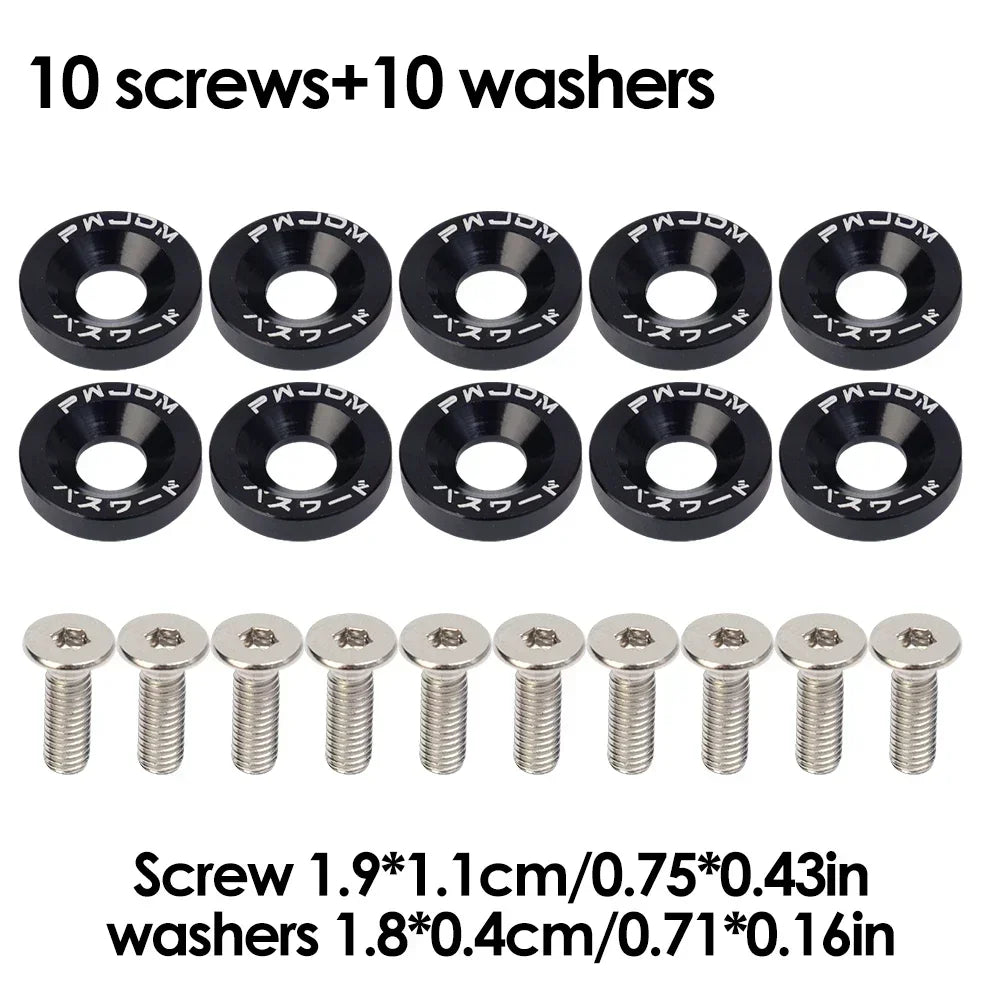 M6 Bolt Set JDM Fender Washers Bumper Engine Car Modification Gasket Screw Fender Aluminum Concave Screws Hex Fastener for Honda