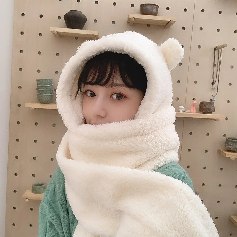 Women's Bear Ear Hat, Scarf & Gloves - All-in-One Plush Winter Set - photo 3