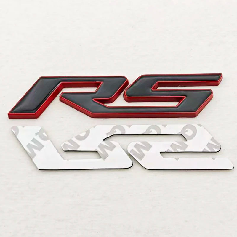 3D Metal RS Logo Sticker Front Grill Emblem Rear Trunk Badge For Chevrolet Onix Blazer lumina Camaro Cruze Monza Car Accessories