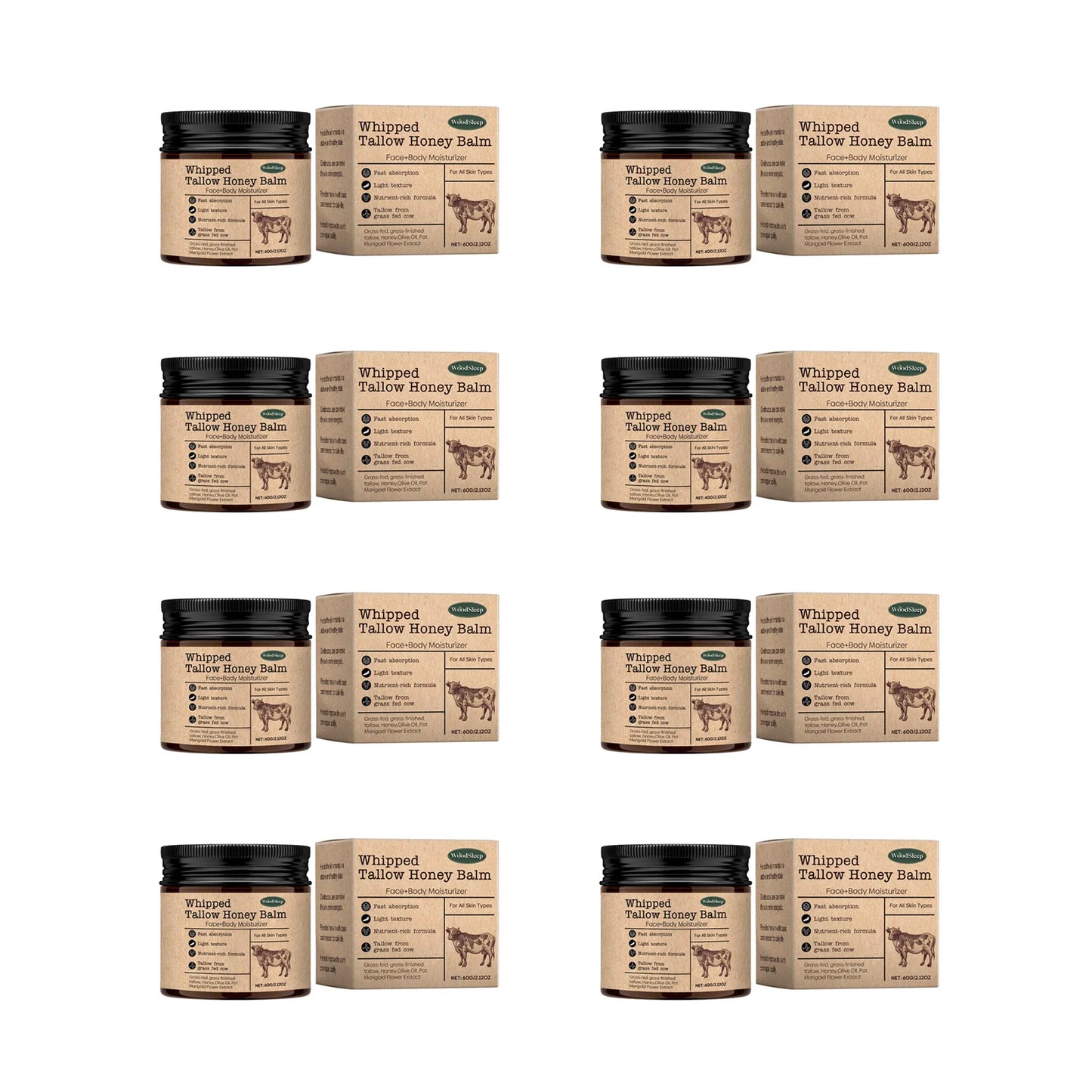 WoodSleep Whipped Beef Tallow Balm - Grass-Fed Tallow & Wild Honey