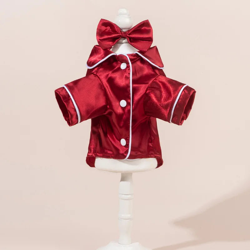 Satin Dog Pajama Set with Bow Headband - Small Dogs & Cats – photo 10