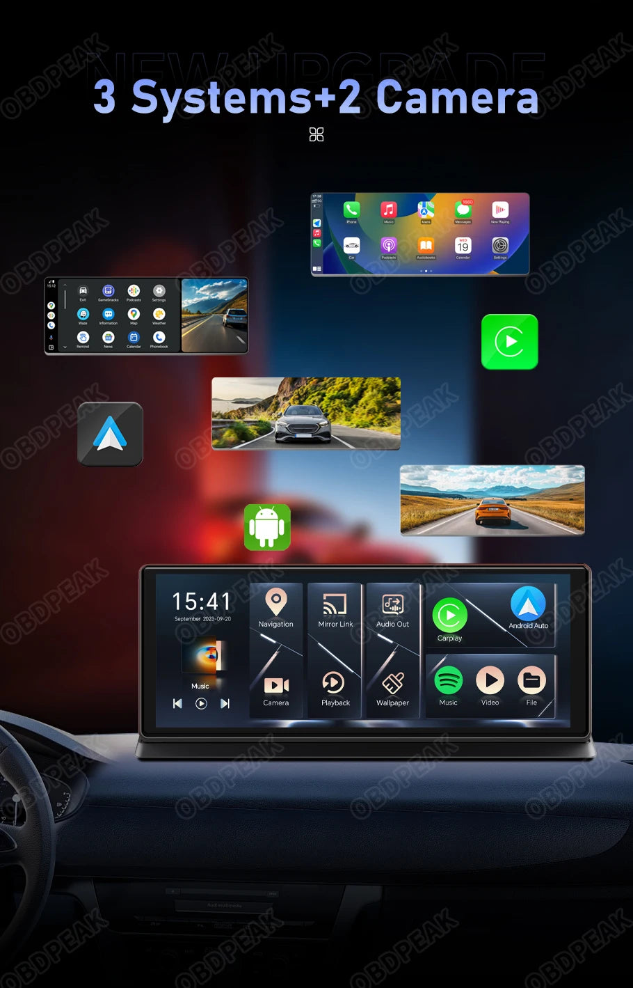 K60 Pro 11.3" 4G+64G WIFI Android 14 AI Screen GPS Navigation Carplay Android AUTO 1080P Dash Cam RearView Mirror Video Recorder