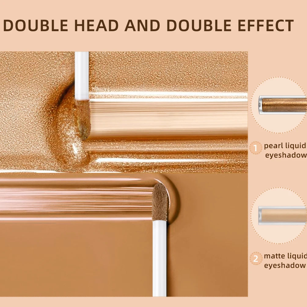 QIBEST Double-End Glitter & Matte Eyeshadow Stick – Waterproof Bicolor Shimmer Pencil | 6 Colors
