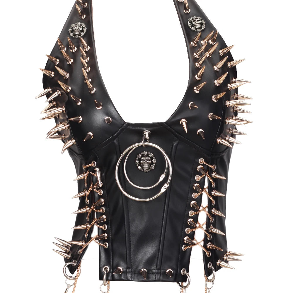 Women's Studded Y2K Grunge Tank Top — Gothic Spiked Cami