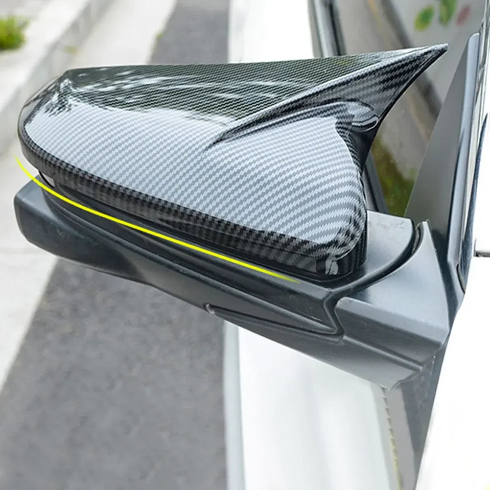 For Honda Civic 10th 16-19 1Pair Ox Horn Shape Car Carbon Fiber Style Rear View Side Mirror Cover Rearview Caps Accessories