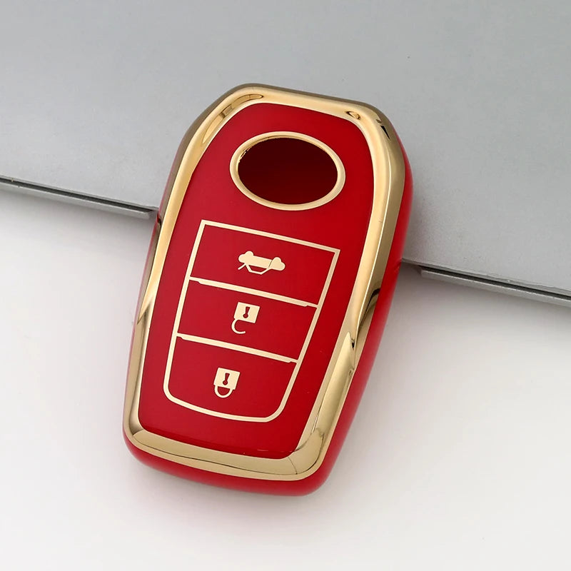TPU Gold Edge Key Case Cover for Toyota Chr Rav4 Auris Avensis Prius Aygo Camry Corolla Land Cruiser 200 Prado Crown Shell Fob