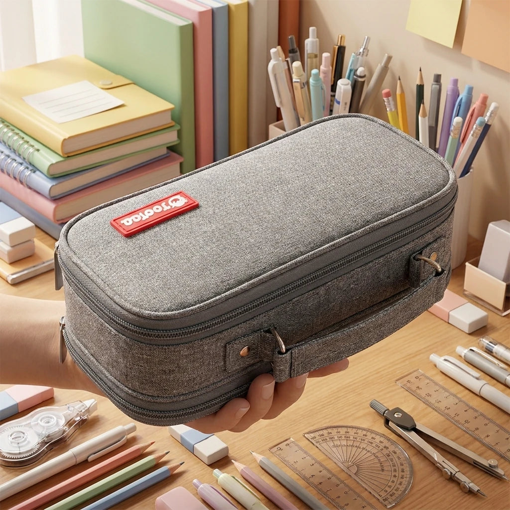 Portable Large Capacity Pencil Case Upper Pen Box Multifunctional Stationery Bag Boy Back to School Office Supplies Stationery