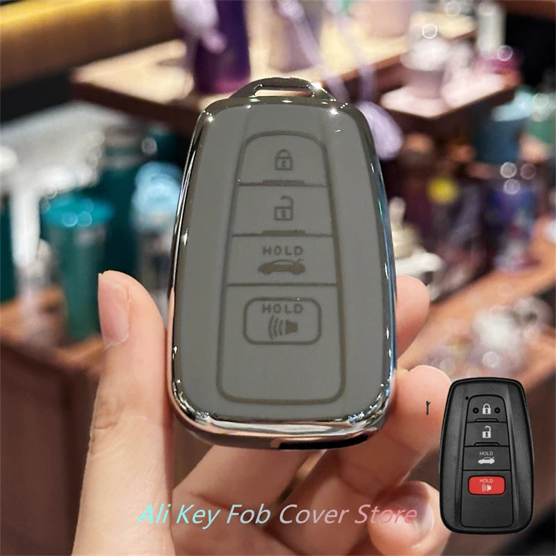 for Toyota Key Fob Cover For 2020-2024 Highlander 2018-2024 RAV4 Camry C-HR Corolla Avalon Prius Key Shell Case Keychain