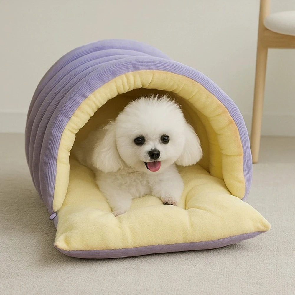 Winter Plush Cat Cave Bed - Thick Warm Kitten House - photo 2