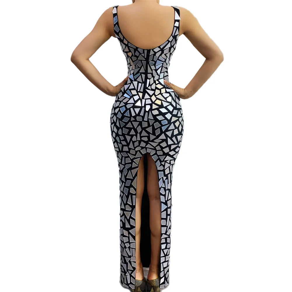 Women's mirror sequin jazz dance dress