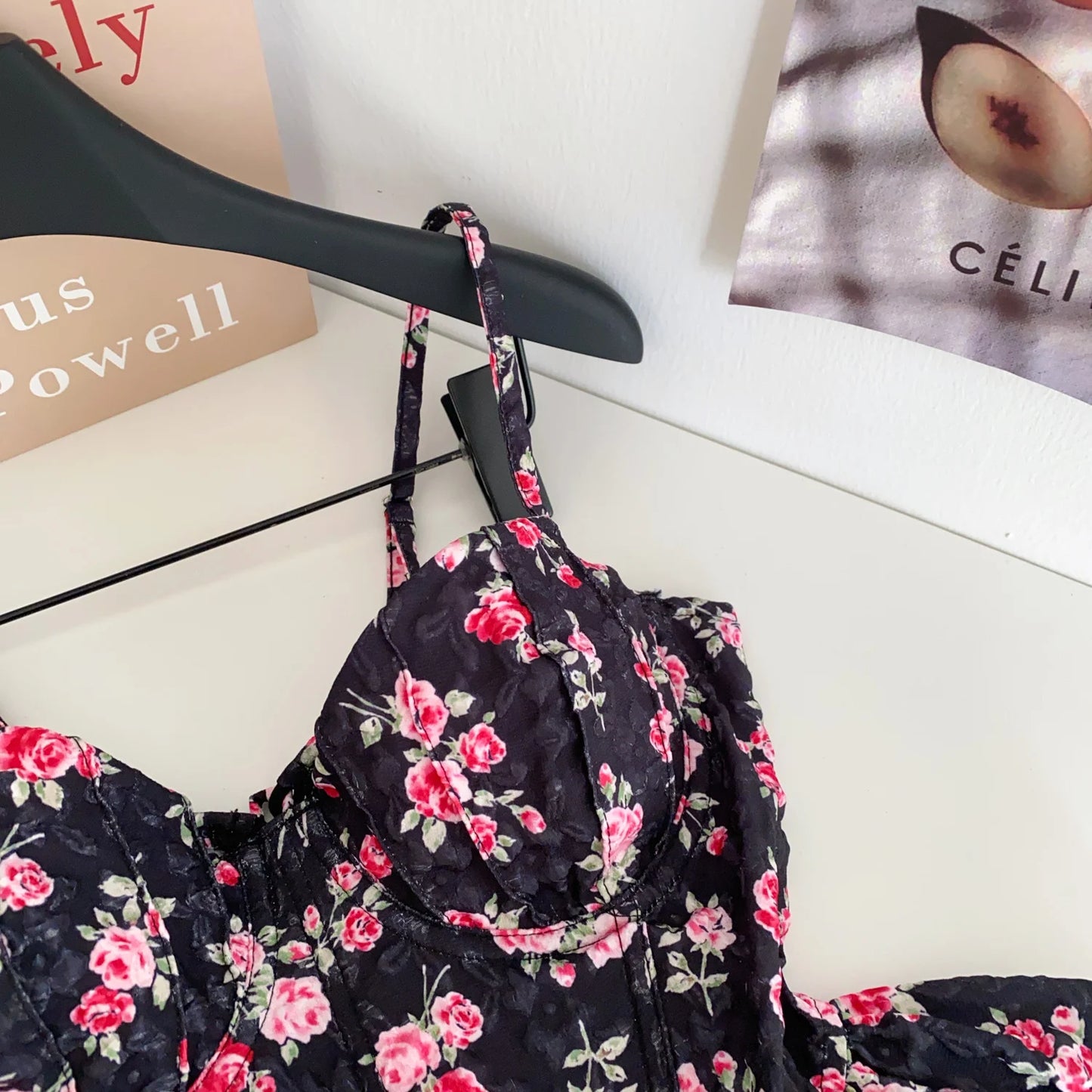Sexy Slim  Corset ruffle print Chic Korean Camis Tank Top Basic Fashion Off Shoulder Summer Women Clothing