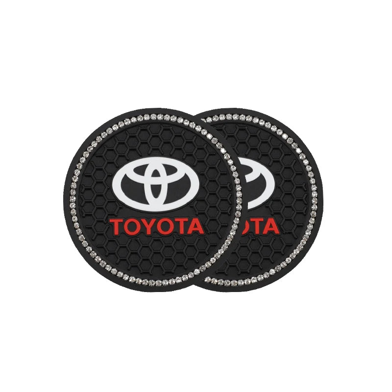 2Pcs Leather Coaster Anti-noise Water Cup Pad Cushion For Toyota TRD Gazoo Racing Corolla Yaris Chr Auris Rav4