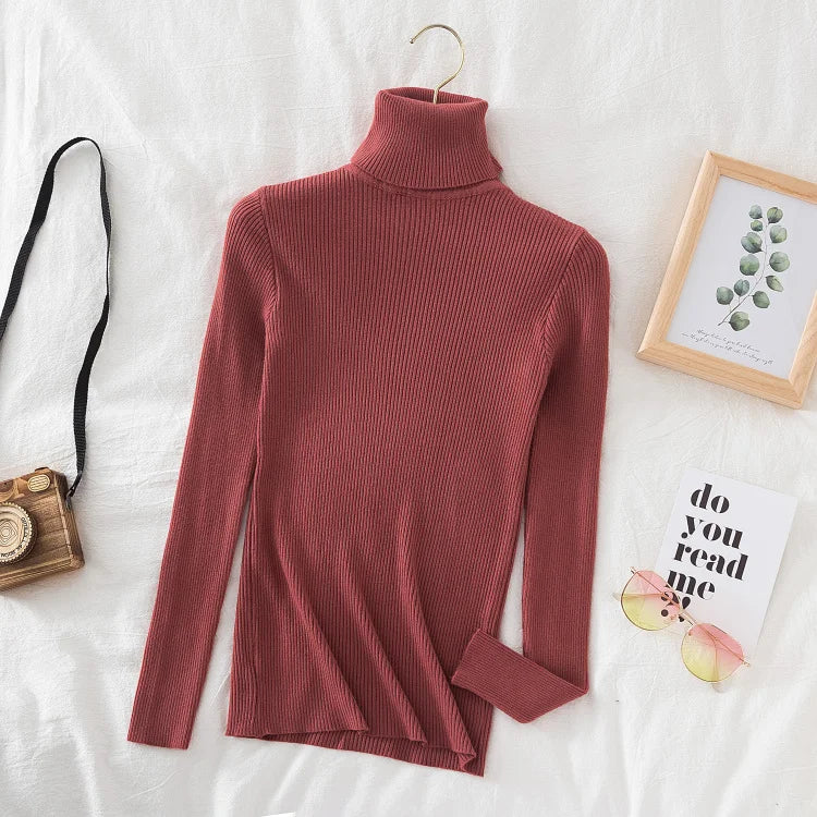 Women's Soft Turtleneck Sweater — Cotton Blend Knit
