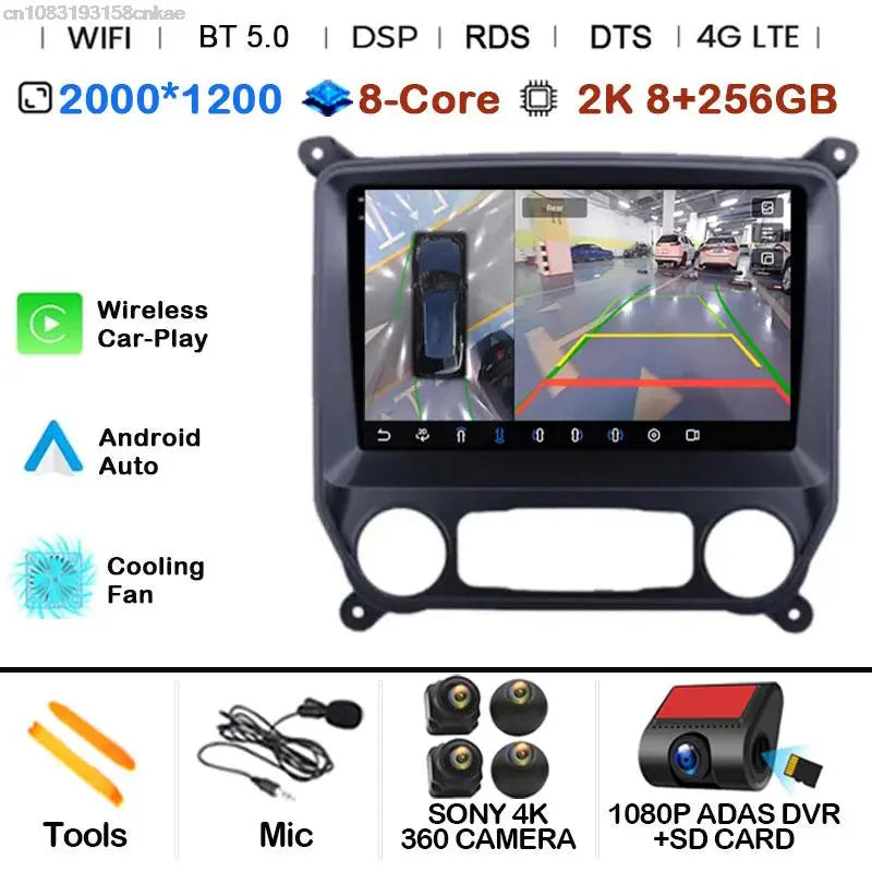 Car Radio Android 15 For Chevrolet Colorado 2014 - 2018 For Silverado GMC Sierra VIA Vtrux Truck 2014 - 2018 Carplay Stereo Auto