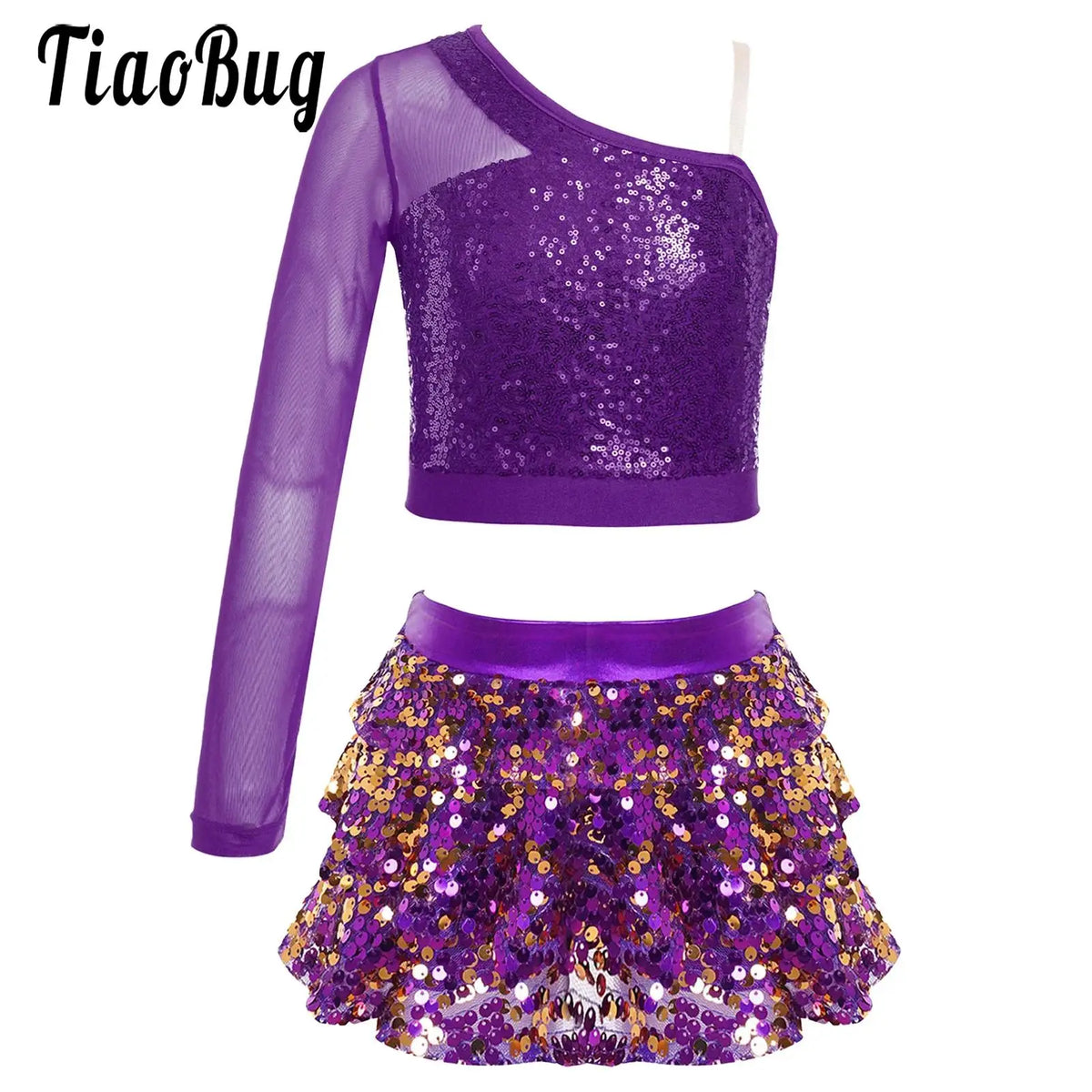 Girls sequin crop top and culotte Latin jazz set