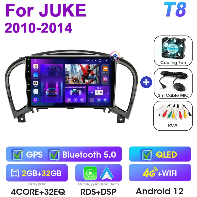 2 Din Android 12 Car Radio For Nissan Juke YF15 2010-2014  Multimedia Video Player Navigation GPS 4G Carplay Auto Stereo RDS IPS