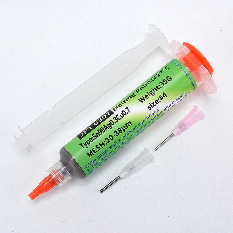 Lead Free High-Temperature Solder Paste Sn99 Ag0.3 Cu0.7 Needle Tube, Mobile Phone USB Socket Repair, LED Soldering