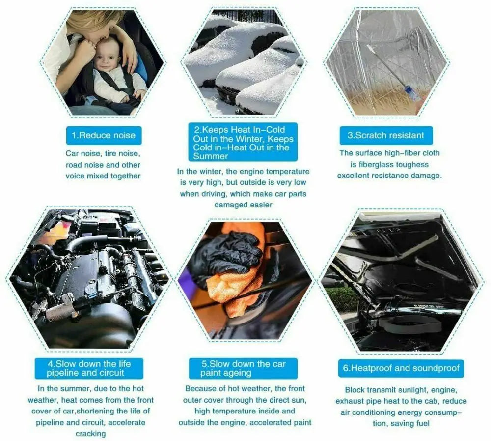 10Pcs 5mm Sound Deadener Heat Insulation Mat Car Van Sound Proofing Deadening Insulation Car Hood Insulation Silent