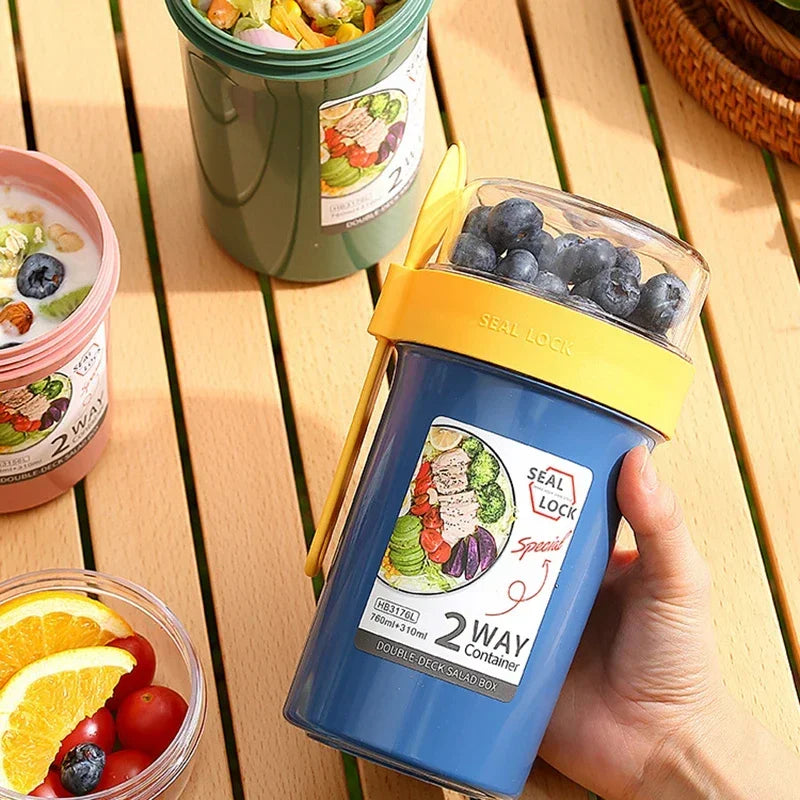 Salad & Breakfast To-Go Cup - Double Layer Yogurt Cereal Container - photo 2