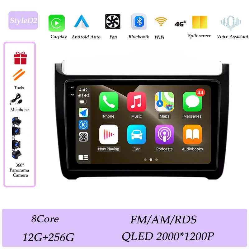 Car Stereo with Apple CarPlay & Android Auto, Compatible with VW Polo 5 (2011-2016)
