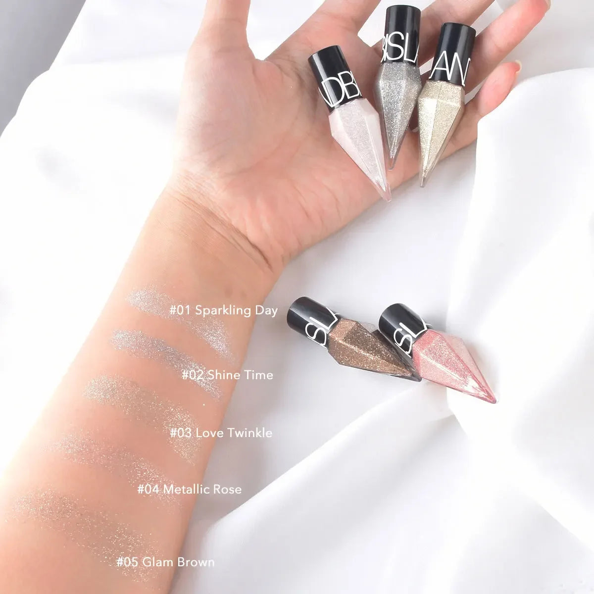 Shiny Eye Liners Pigment Silver Rose Gold Color Liquid Glitter eyeshadow Professional Eyeliner Beauty Cosmetics Makeup for Women