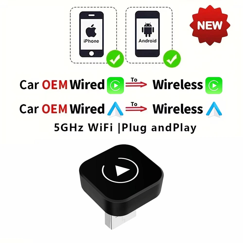 2in1 Wireless CarPlay Dongle Wireless Android Auto Adapter AI Smart Box For Car With Wired CarPlay Car Intelligent Systems