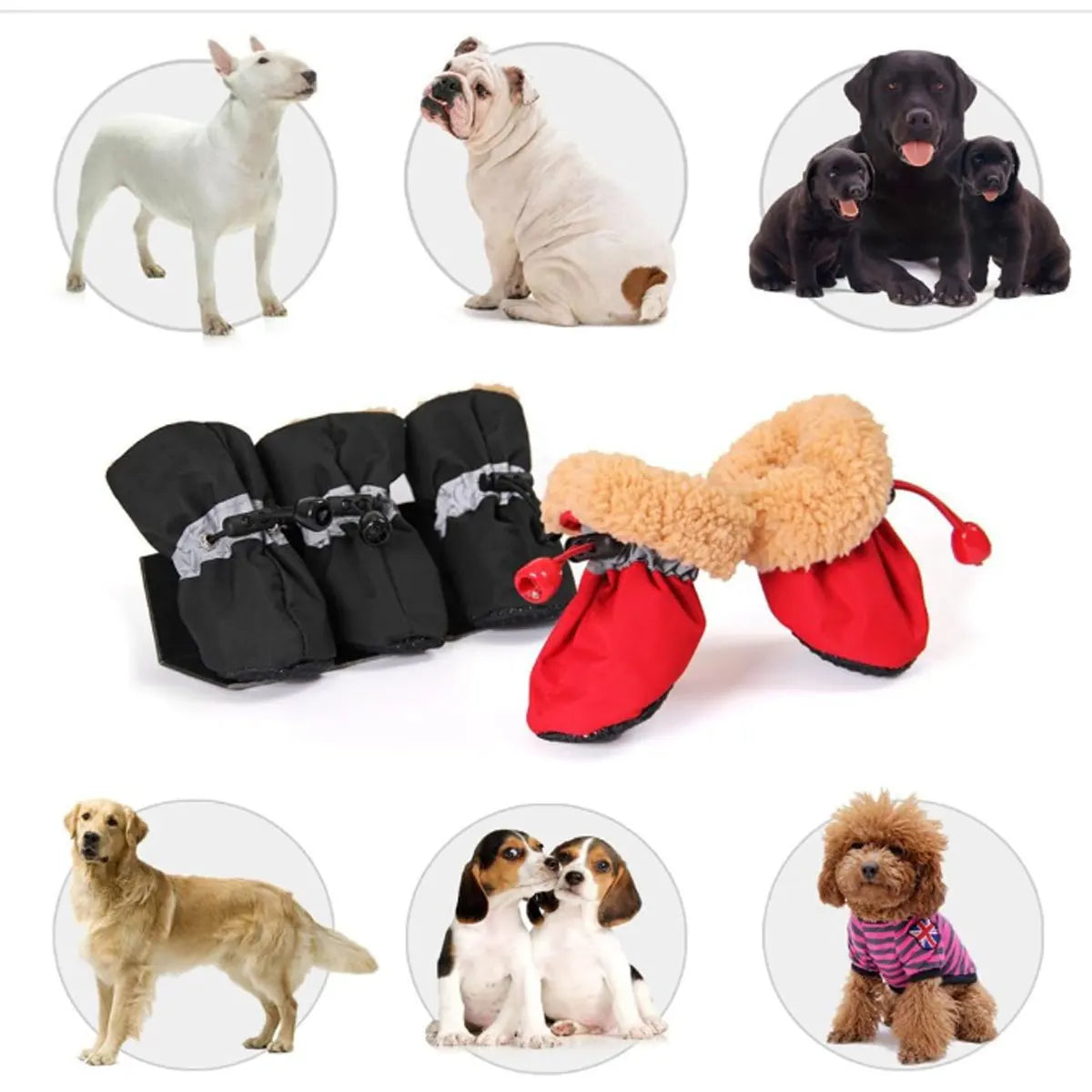 Fleece Dog Snow Booties - Reflective Anti-Slip Pet Winter Shoes - photo 2