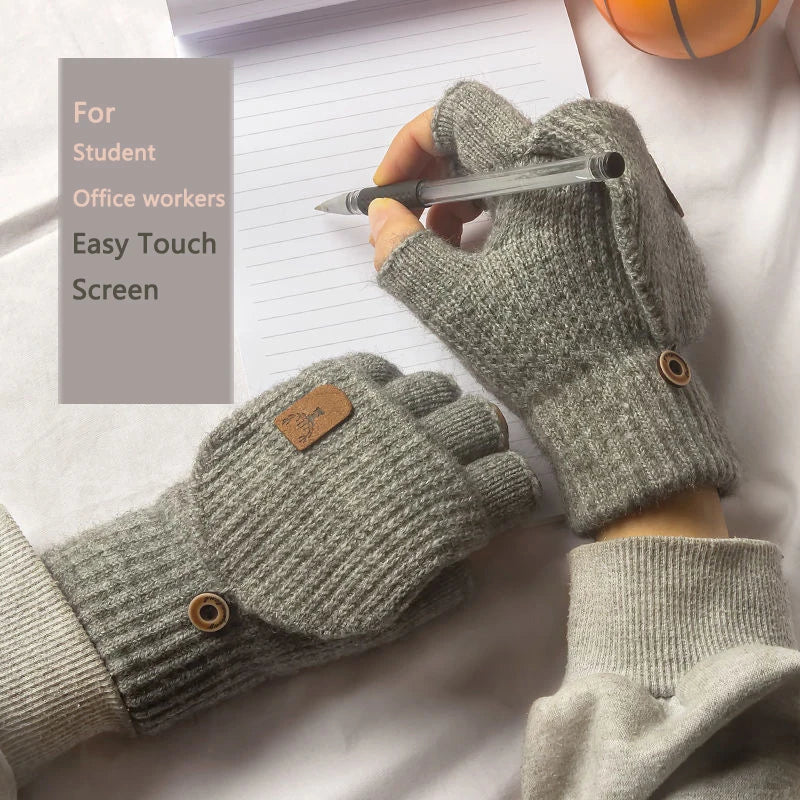 Knit Fingerless Touchscreen Gloves, Unisex