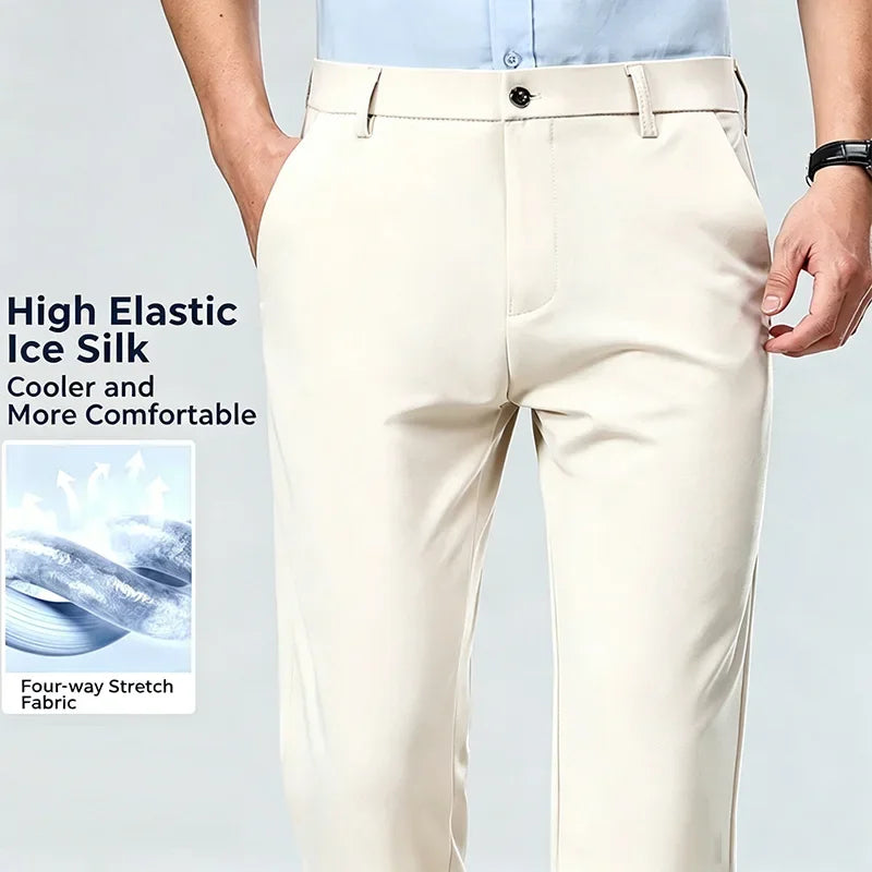 Men's Stretch Dress Pants - Straight Leg, Wrinkle-Resistant Drape