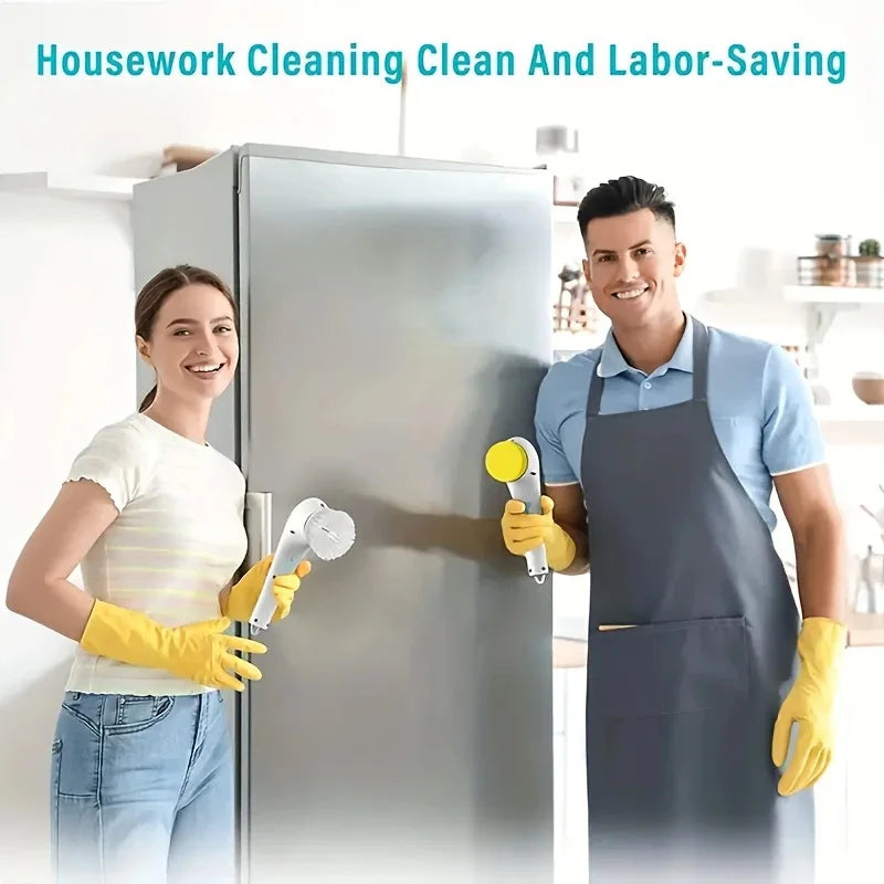 Automatic Cleaning Brush – Sponge Material, Powerful Stain Removal, Multiple Brush Heads, Handle