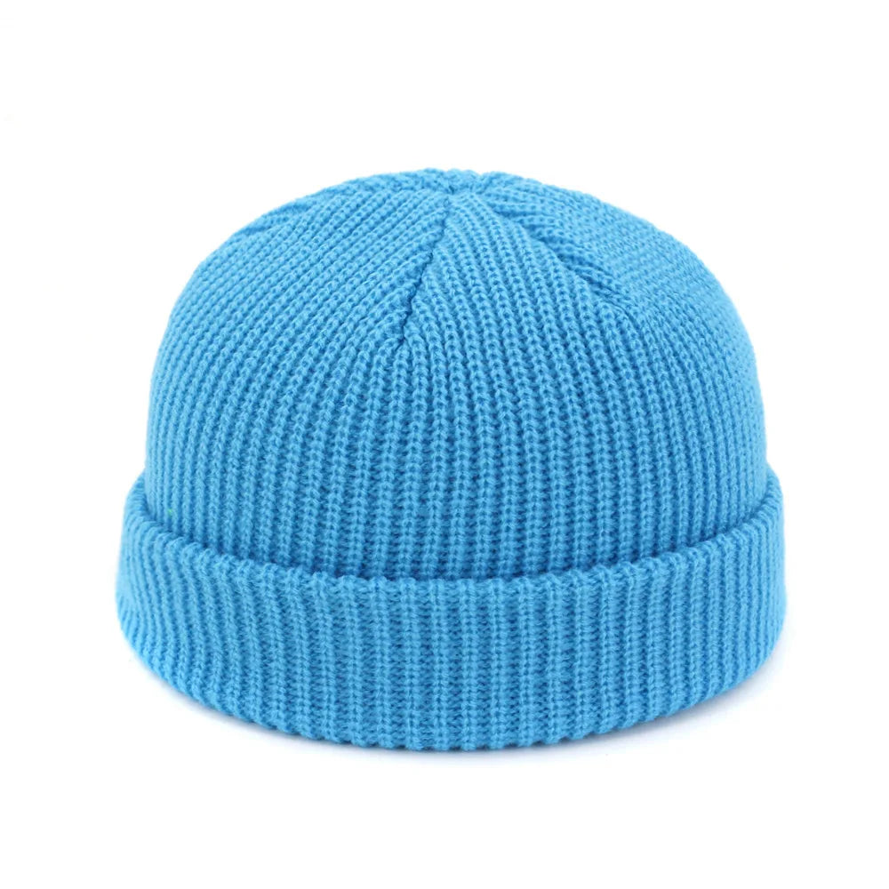 Retro Sailor Knit Beanie - Short Roll-Up Cuff Skull Cap, Unisex - photo 22