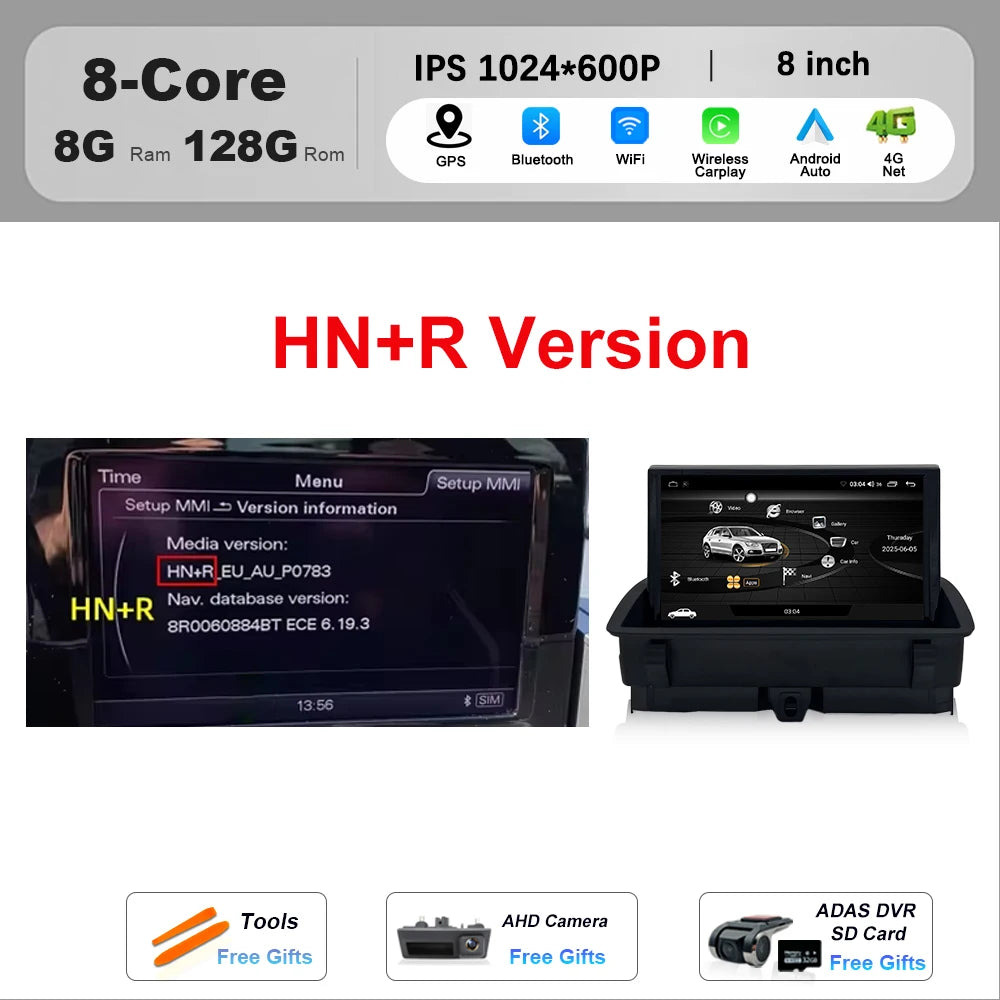 Wireless CarPlay Android 16 For Audi Q3 2011 - 2018 Car Multimedia Radio Navigation GPS WIFI Wired Auto DSP 8 inch Touch Screen