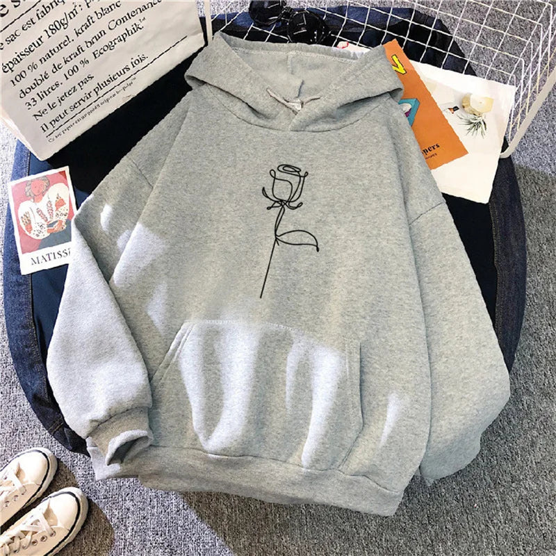 Women's Flower Print Hoodie - Thick Pullover Sweatshirt - photo 11