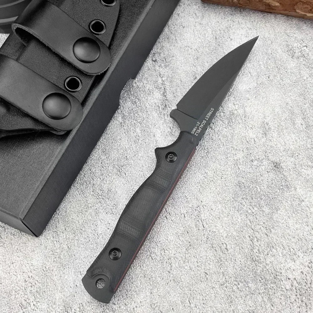 New Styles TOPS with Sheath Outdoor Straight Knife G10 Handle 8Cr13Mov Blade Camping Hunting Self-defense Multi-fuctional Tools