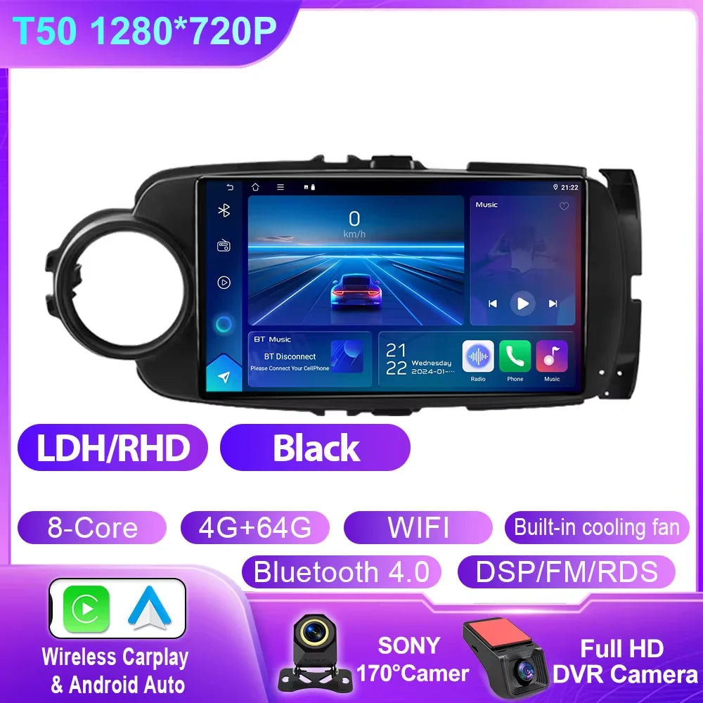 Car Stereo with Apple CarPlay & Android Auto, Compatible with Toyota Yaris (2012-2017)